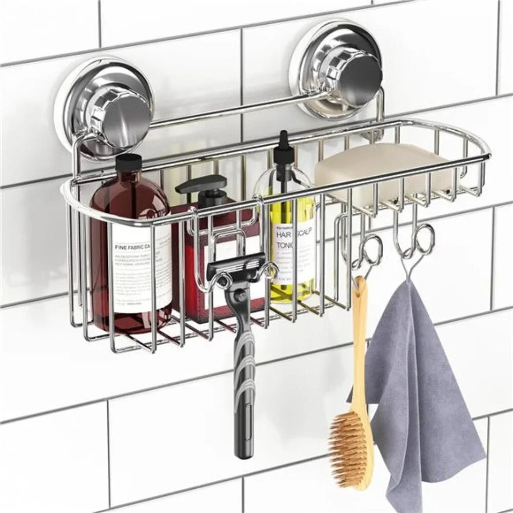 Suction Cup Shower Caddy Basket for Shampoo, Shower Suction Shelf